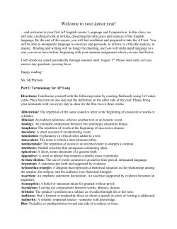 2014-15 Summer Assignment