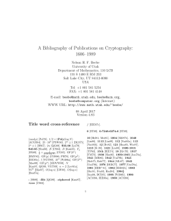 A Bibliography of Publications on Cryptography: 1606
