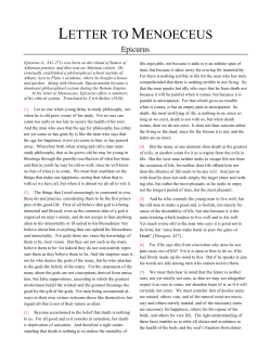 Epicurus, LetterMenoeceus