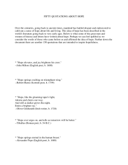 FIFTY QUOTATIONS ABOUT HOPE Over the centuries, going back