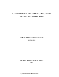 novel edm screw threading technique using threaded cavity electrode