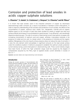 Corrosion and protection of lead anodes in acidic copper sulphate