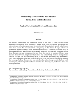 Productivity Growth in the Retail Sector