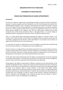 SGP No. 6/2006: Tenure and Termination of Board