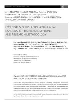 ecosystem services in postglacial landscape &ndash; basic assumptions