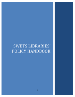 SWBTS LibrarIES` policy handbook
