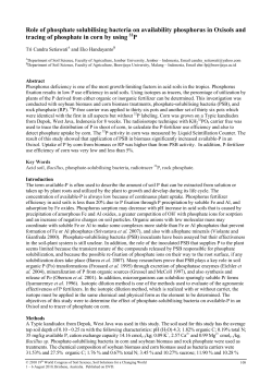 Role of phosphate solubilising bacteria on availability phosphorus in