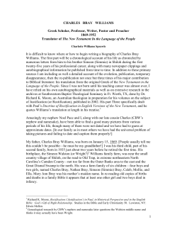 1 CHARLES BRAY WILLIAMS Greek Scholar, Professor, Writer