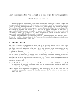 How to estimate the Phe content of a food from its protein content