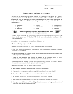 Carefully read the Resolutions of the Stamp Act Congress, and