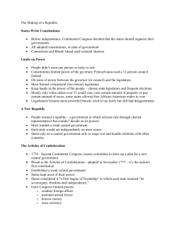 The Making of a Republic States Write Constitutions &bull; Before