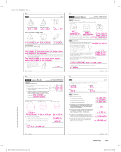 LA = 5_ 2 sl LA = 2sl LA = 4e2 V = &pi;_ 4 d2h The height of the cone
