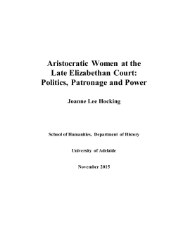 Aristocratic Women at the Late Elizabethan Court: Politics