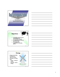 Objectives Energy