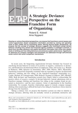 A Strategic Deviance Perspective on the Franchise Form of Organizing