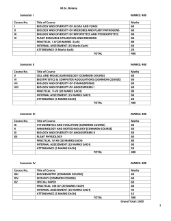 Syllabus M.Sc Botany - Himachal Pradesh University