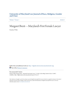 Margaret Brent&acirc;&bull;ﬂMaryland&acirc;&bull;Žs First Female Lawyer