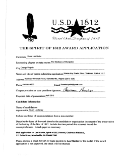 Spirit of 1812 Award Application