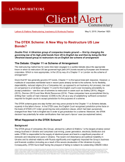 The DTEK Scheme: A New Way to Restructure US Law Bonds?