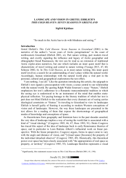 Nordlit 35, 2015 LANDSCAPE AND VISION IN GRETEL EHRLICH`S