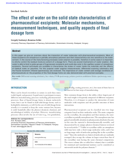 The effect of water on the solid state characteristics of