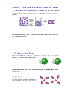 Chapter 11 Intermolecular forces, liquids, and solids