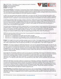 SAFE work : promoting a culture of safety and health in Manitoba