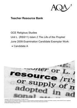 A-level Religious Studies Candidate exam responses RSS11