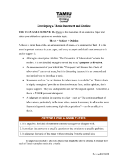 Developing a Thesis Statement and Outline