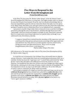 Five Ways to Respond to the Letter from Birmingham Jail
