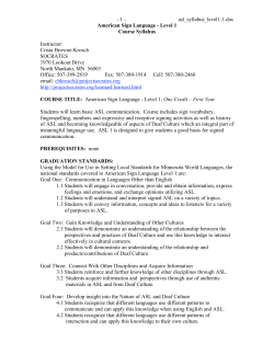 asl syllabus level1-1.doc American Sign Language