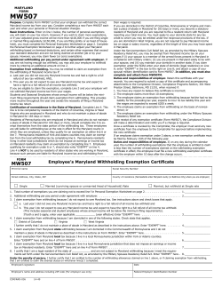 Maryland Withholding Worksheet (MW507)