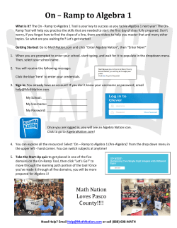 On &ndash; Ramp to Algebra 1