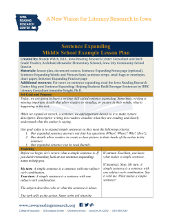 Sentence Expanding Middle School Example Lesson Plan