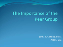 The Importance of the Peer Group