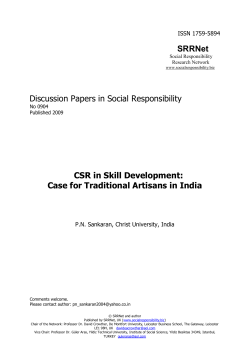 CSR in Skill Development: Case for Traditional Artisans in India