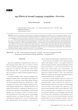 Age Effects in Second Language Acquisition