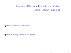 Premium-Discount Formula and Other Bond Pricing Formulas