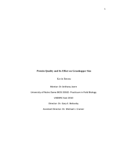 Protein Quality and Its Effect on Grasshopper Size Kevin