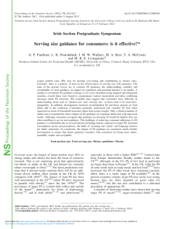 Proceedings of the Nutrition Society Serving size guidance for