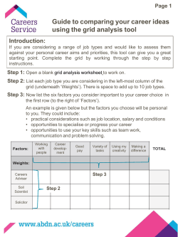Guide to comparing your career ideas using the grid analysis tool