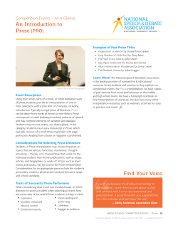 An Introduction to Prose (PRO) Find Your Voice