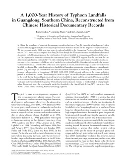 A 1,000-Year History of Typhoon Landfalls in Guangdong, Southern