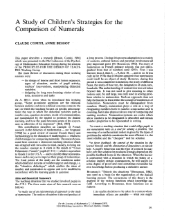 A Study of Children`s Strategies for the Comparison of Numerals
