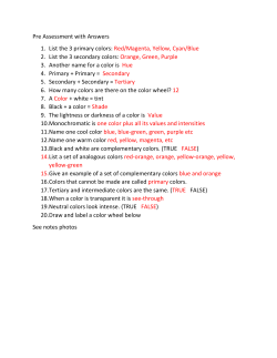 Pre Assessment with Answers 1. List the 3 primary colors: Red