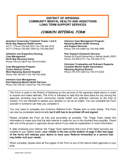 District of Nipissing Community Mental Health and Addictions Long