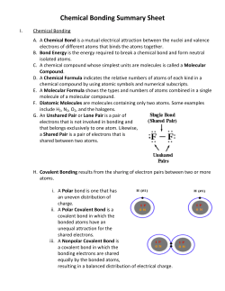 Chemical Bonding Summary Sheet