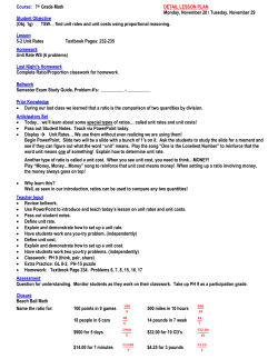 Course: 7th Grade Math DETAIL LESSON PLAN Monday