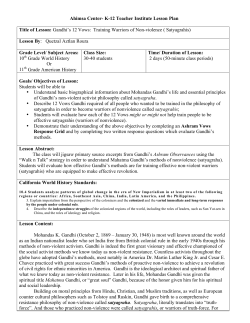 Ahimsa Center- K-12 Teacher Institute Lesson Plan Title of Lesson