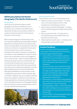 GEOG 3003 Advanced Human Geography (The Berlin Fieldcourse)